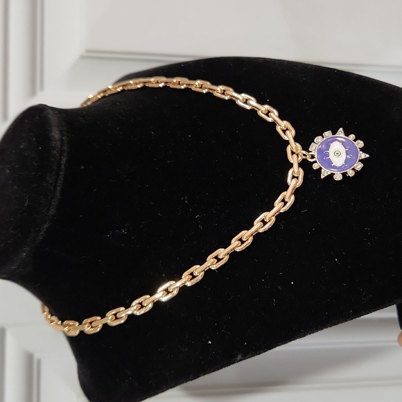 🔹House of Harlow 🔹1960 Gold Necklace with Blue Evil Eye  Pendant - Picture 5 of 7